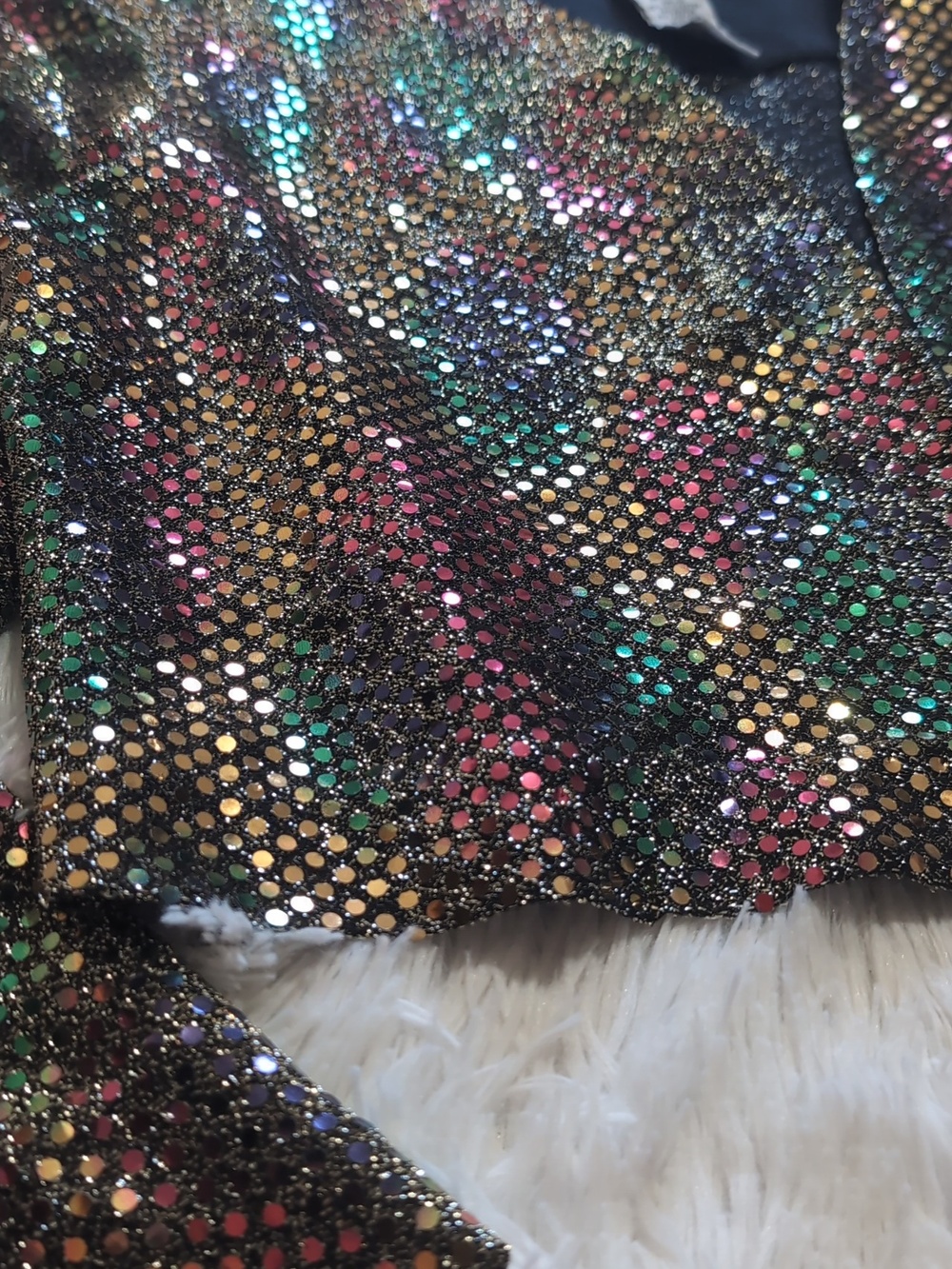 90s Rainbow Sequin Gold Sparkly Metallic John Roberts Vintage Party Jacket - Picture 4 of 10